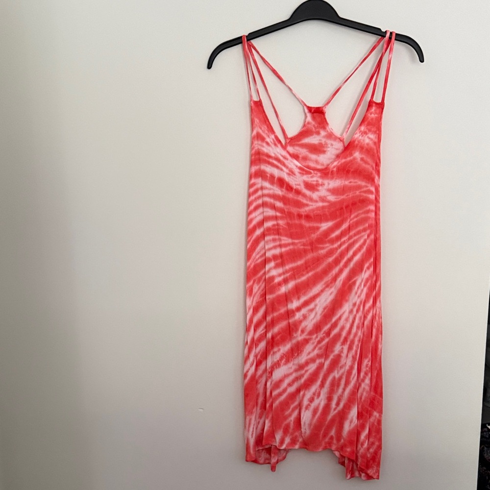 Lucky Brand Vibrant Coral and White Sundress
